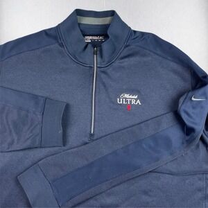 Nike Pullover Mens 3XL Michelob Ultra Golf 1/4 Zip Blue Beer Company Logo DriFit